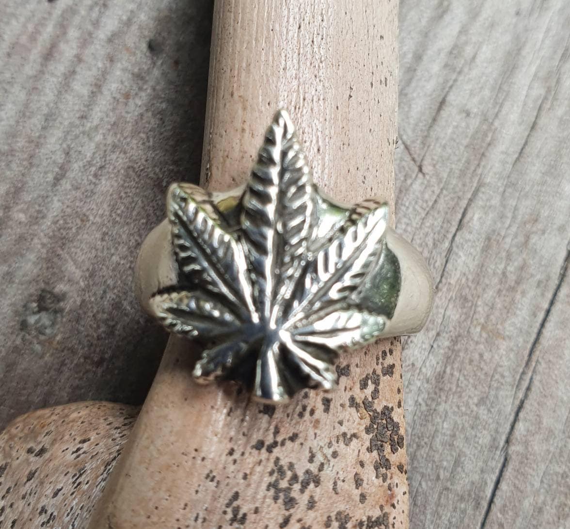 Marijuana ring, dope,weed, cannabis, mull, punk, hippy,boho, sterling silver ring,hand made,organic jewelry,stoner,medical marijuana