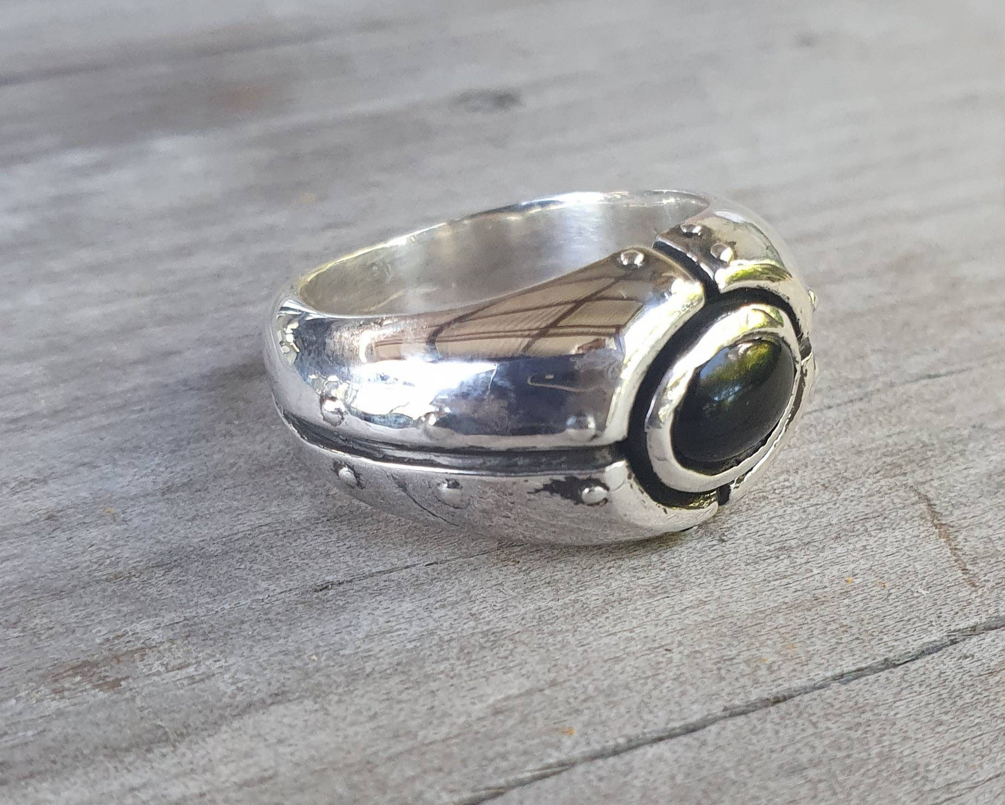 Onyx ring,chunky industrial ring, solid sterling silver,handmade, steampunk,solid dress ring,wedding ring,mans stone ring,gemstone ring,