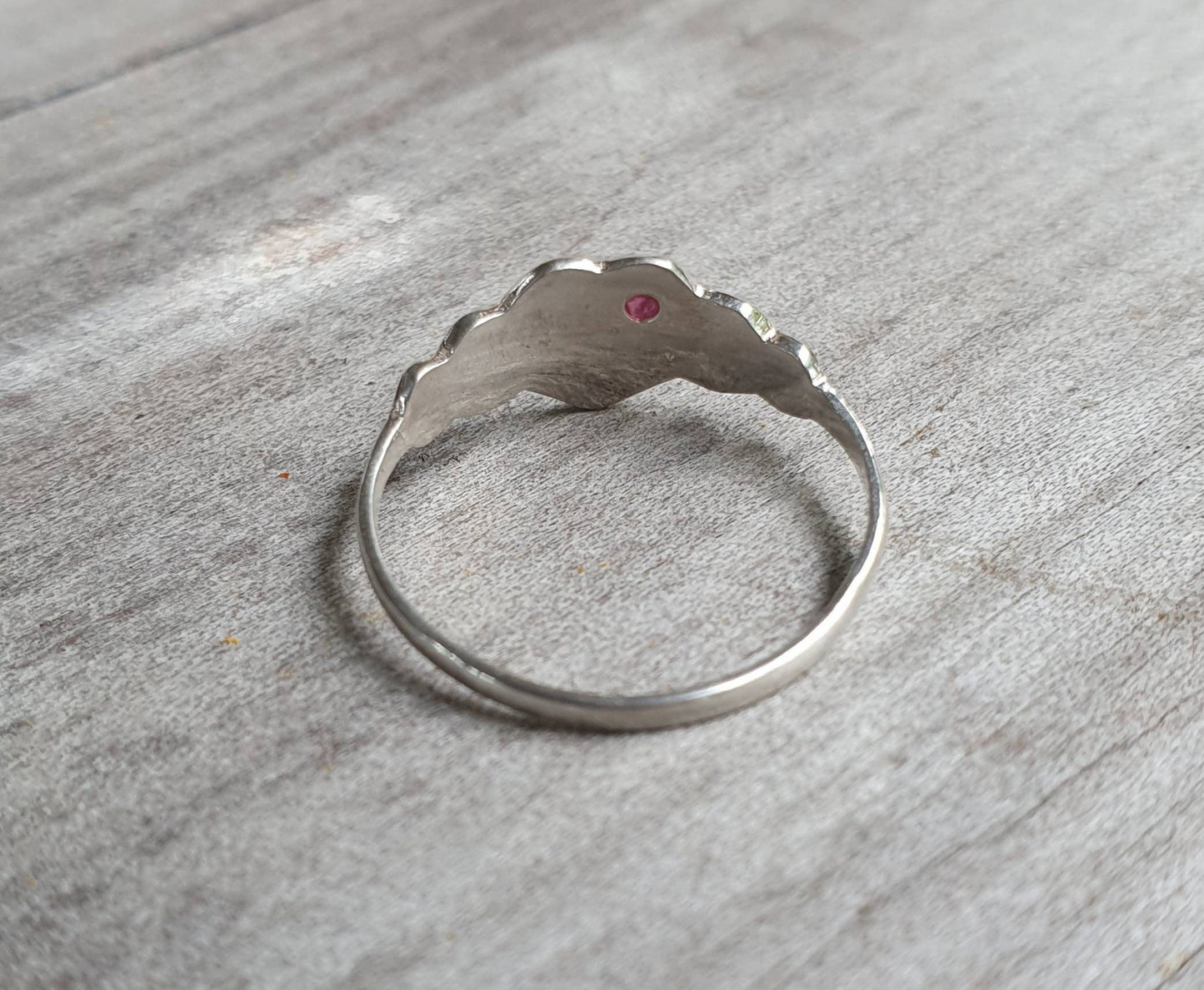 Signet ring,sterling silver,tiny heart ring,ruby,engraved signet,pinkie signet,girls signet ring,heart signet