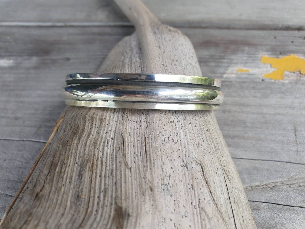 Silver cuff bracelet,sterling silver,plain bangle,tribal twist,unisex,boho,handmade