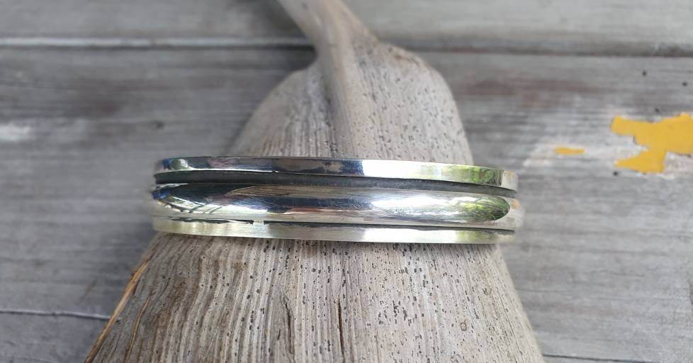 Silver cuff bracelet,sterling silver,plain bangle,tribal twist,unisex,boho,handmade