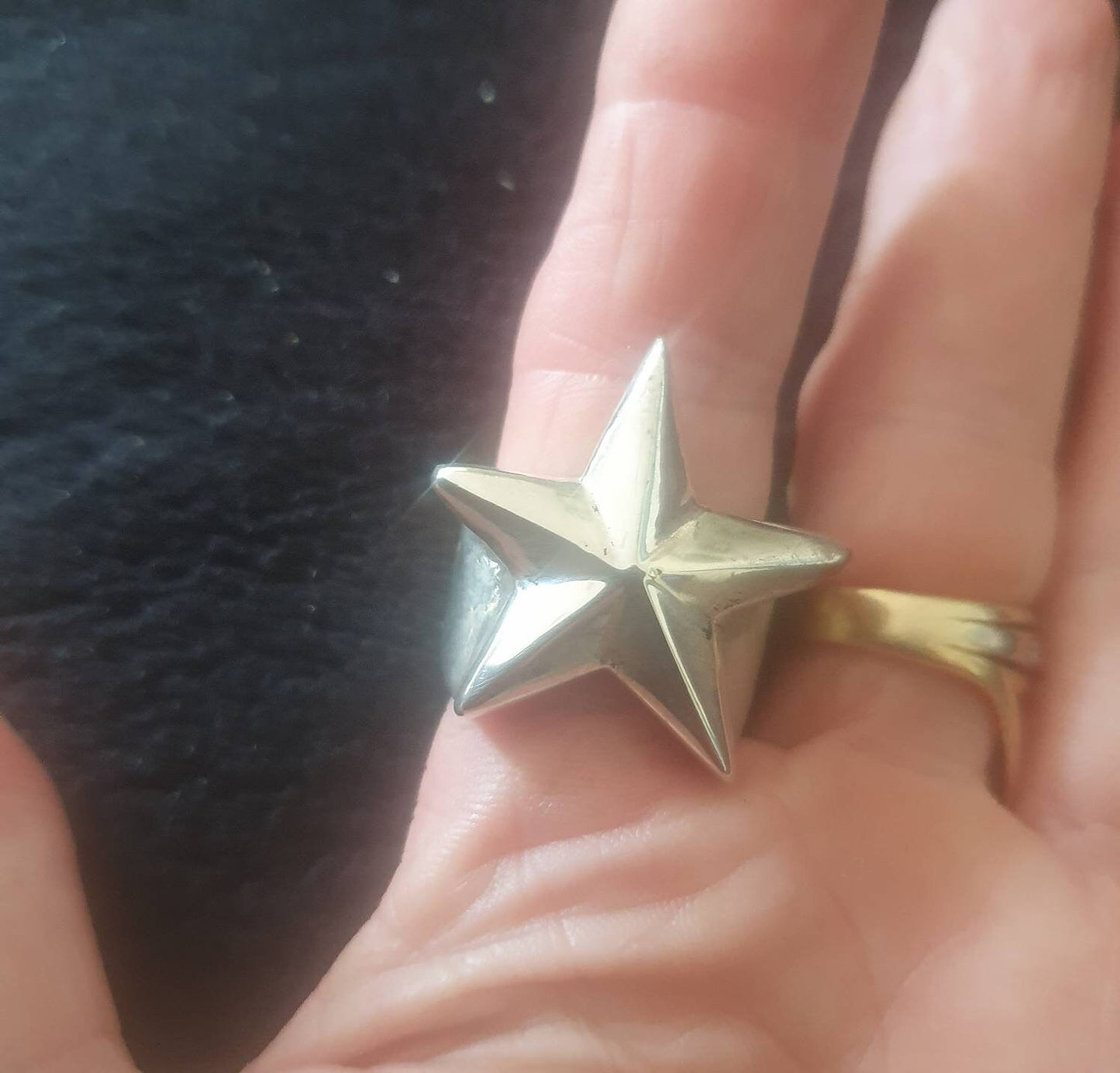 Large star ring,Sterling silver,caltex star,five pointed star,chunky ring,unisex,boho,hipster,designer fashion,