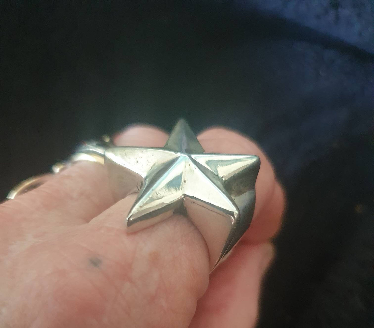 Large star ring,Sterling silver,caltex star,five pointed star,chunky ring,unisex,boho,hipster,designer fashion,