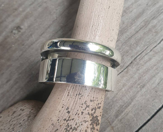 Chunky wide ring,sterling silver,plain band, modern wedding ring,