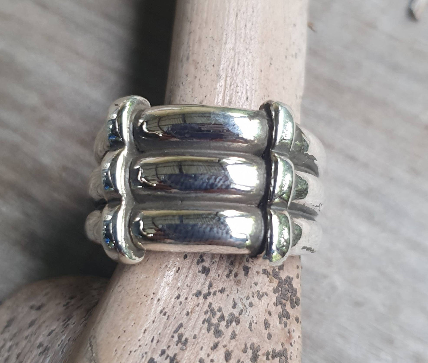 Wide silver ring,sterling silver,silver band,modern industrial.