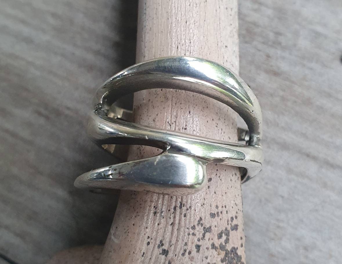 Wide freeform ring,solid sterling silver,silver  band,modern industrial.