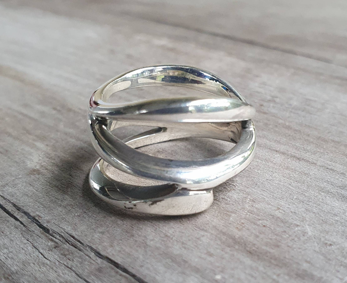 Wide freeform ring,solid sterling silver,silver  band,modern industrial.