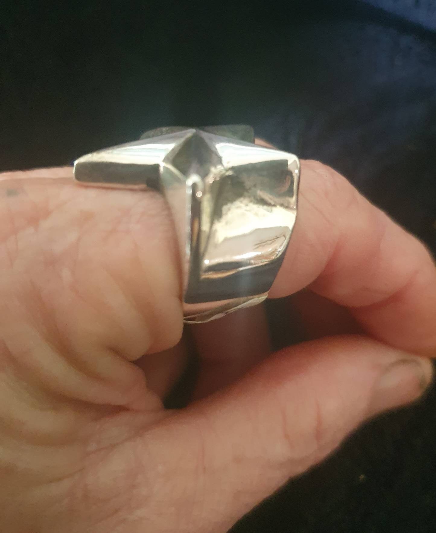 Large star ring,Sterling silver,caltex star,five pointed star,chunky ring,unisex,boho,hipster,designer fashion,