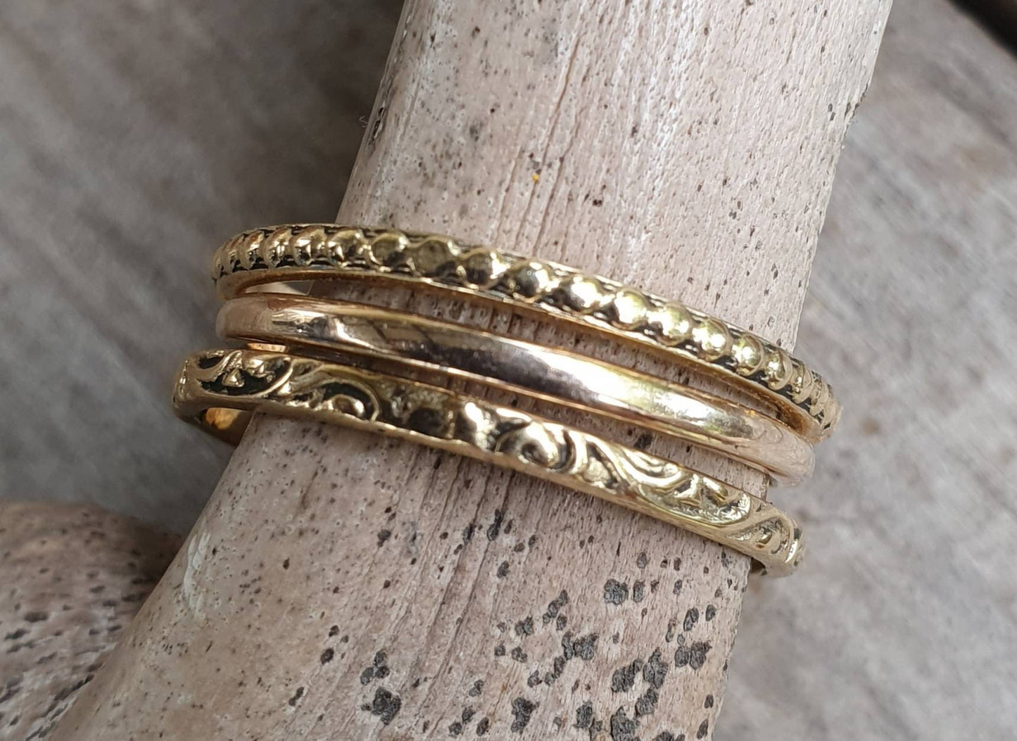 9ct/ 9k gold Stackerable ring,thin solid gold band,fine and danity bead pattern,boho,pinkie ring