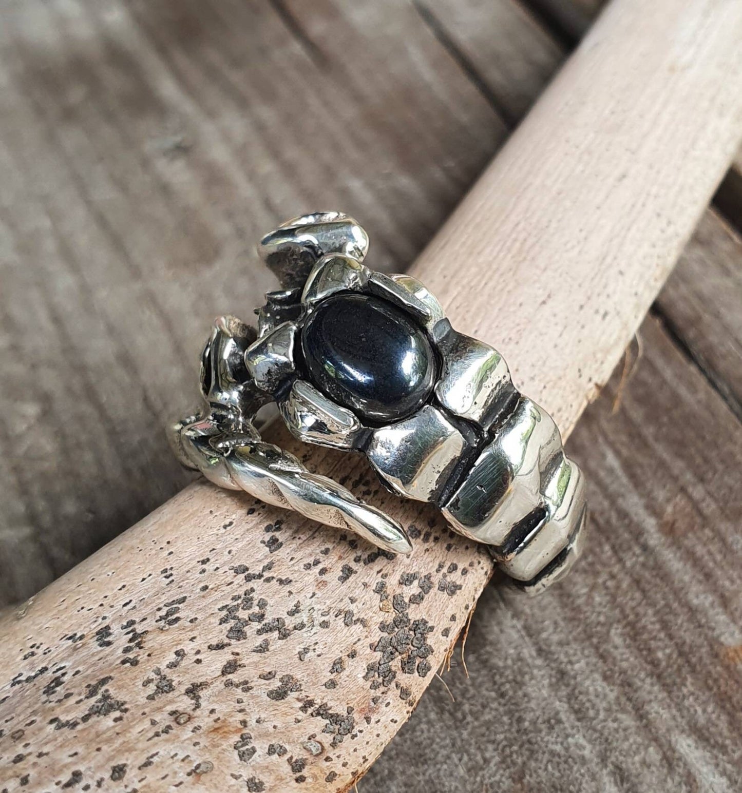 Scorpian ring, sterling,onyx stone,zodiac,starsign ring,