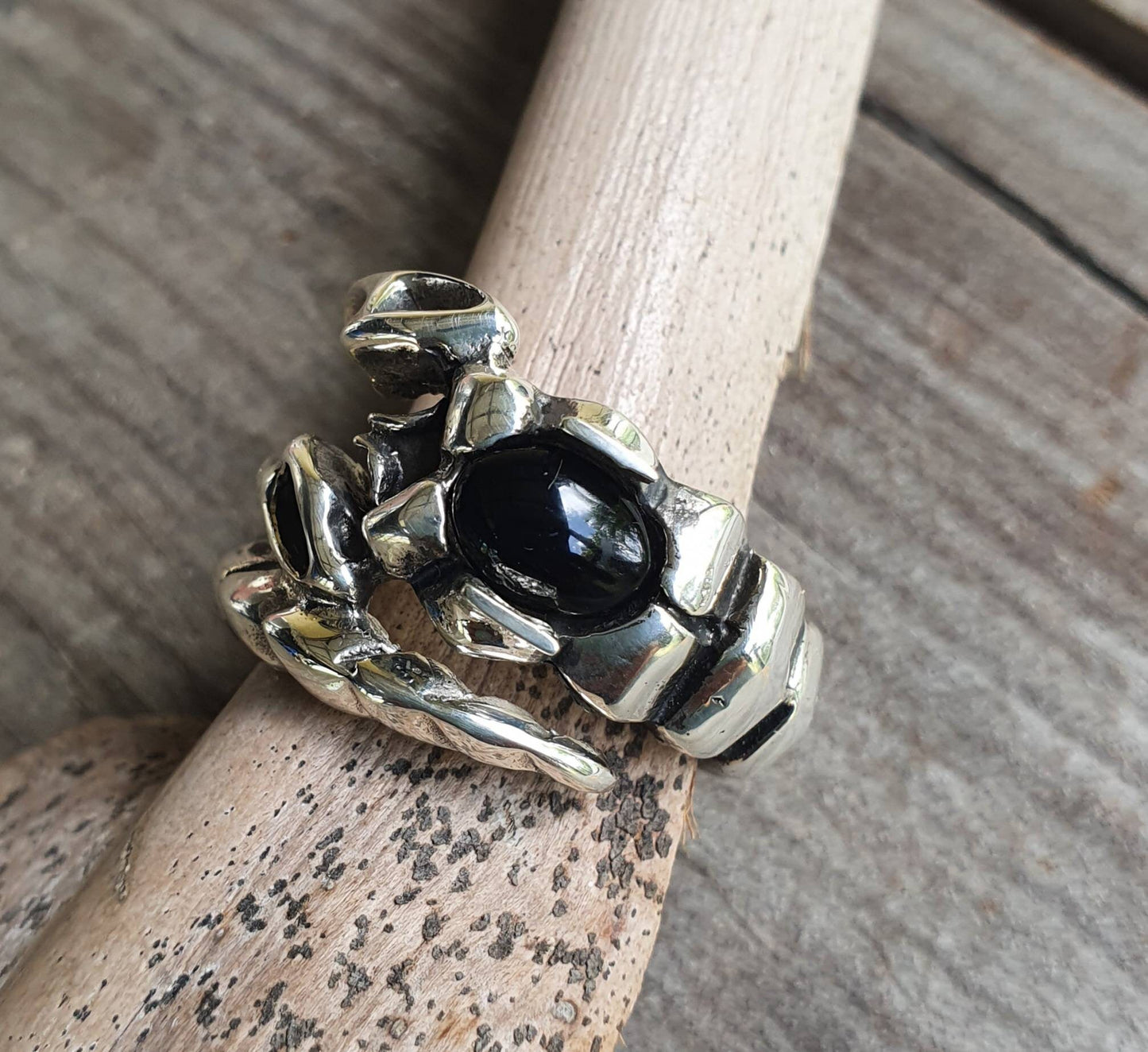 Scorpian ring, sterling,onyx stone,zodiac,starsign ring,