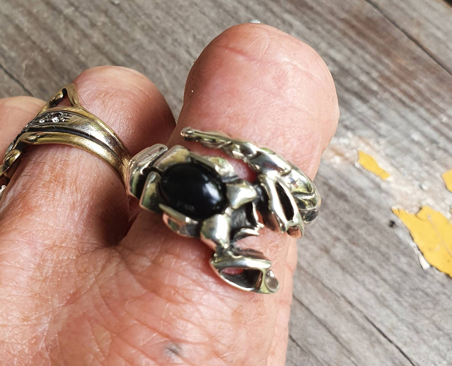 Scorpian ring, sterling,onyx stone,zodiac,starsign ring,