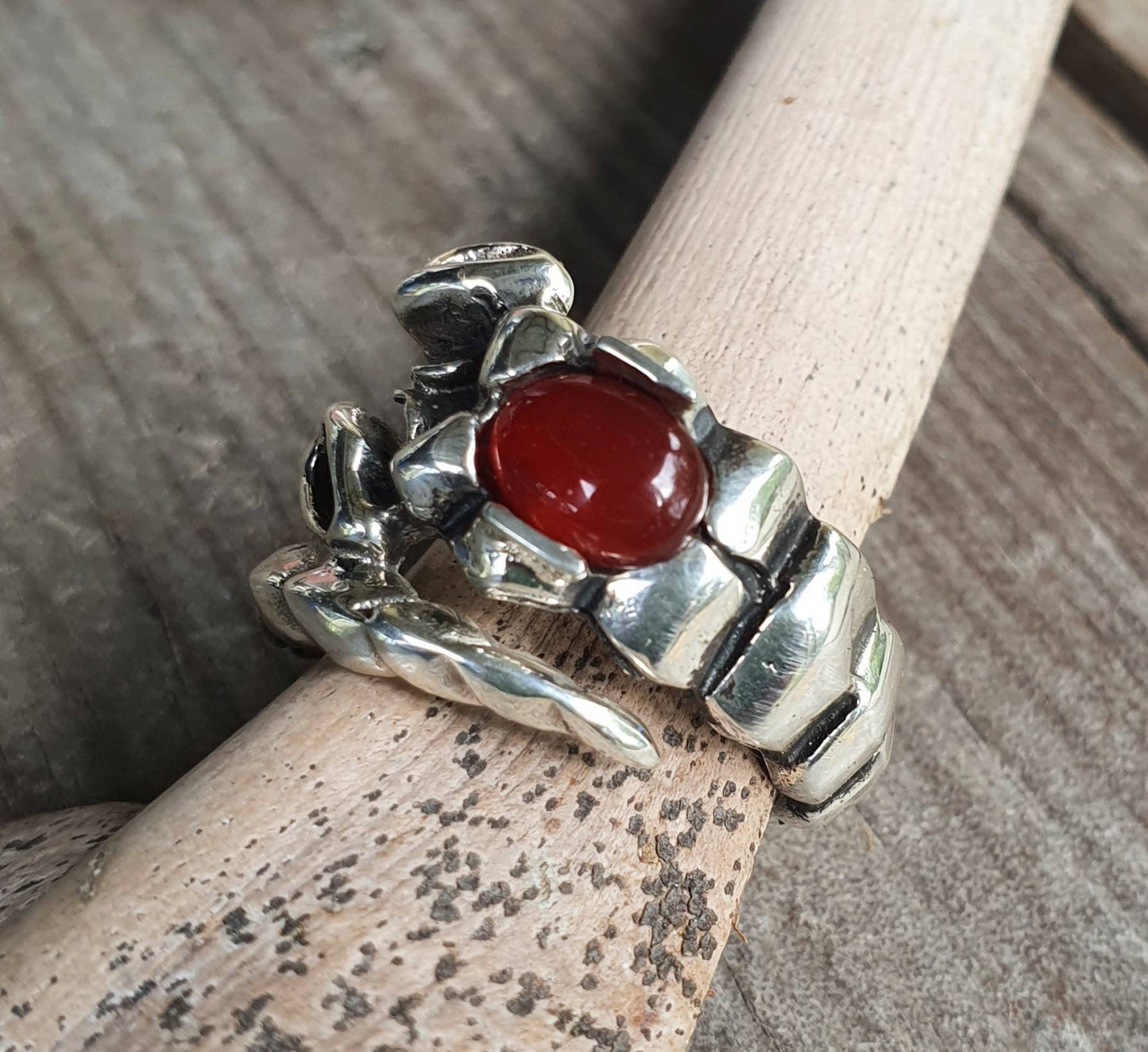 Scorpian ring, sterling,carnelian stone,zodiac,starsign ring,