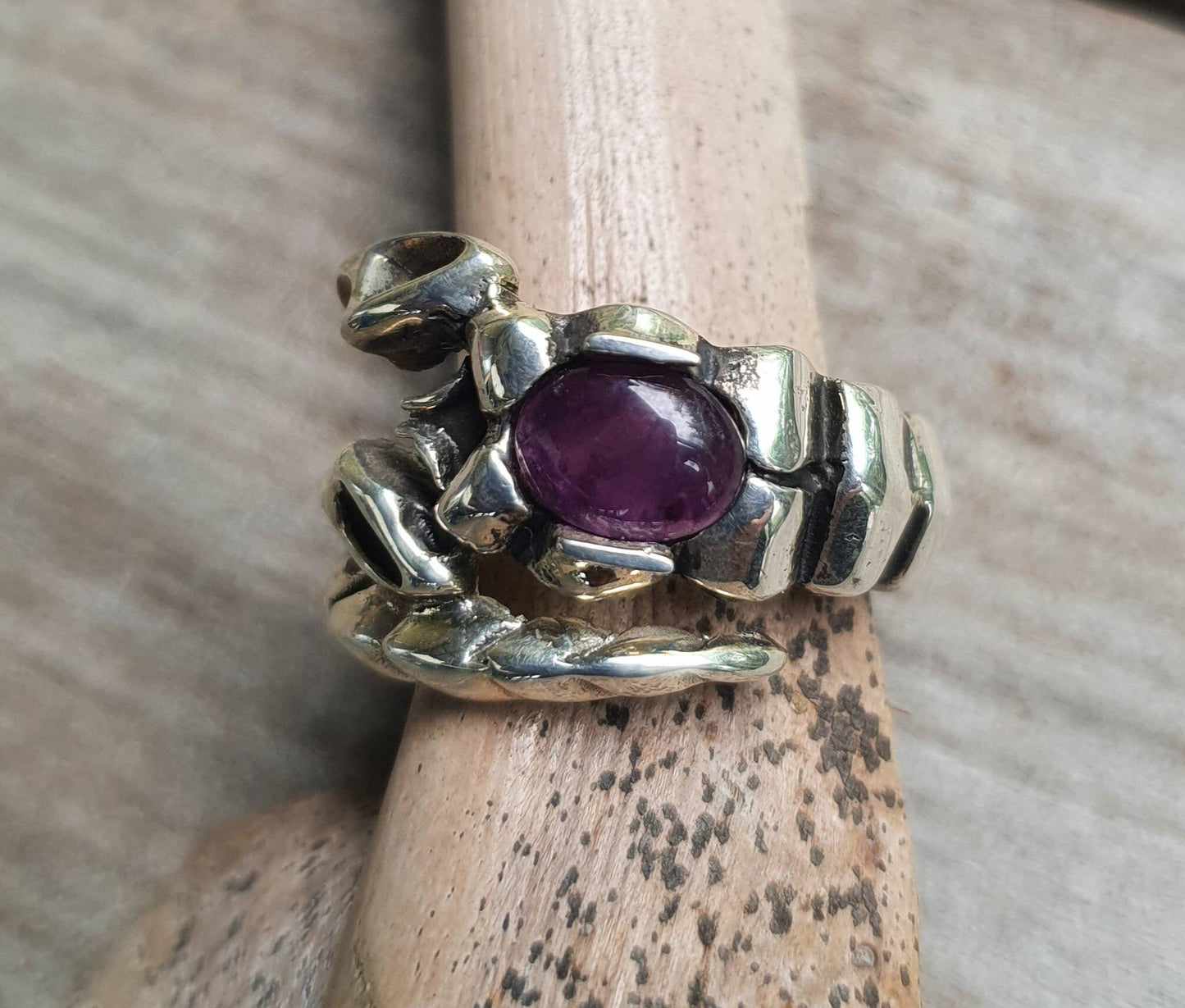 Scorpian ring, sterling,amethyst stone,zodiac,starsign ring,