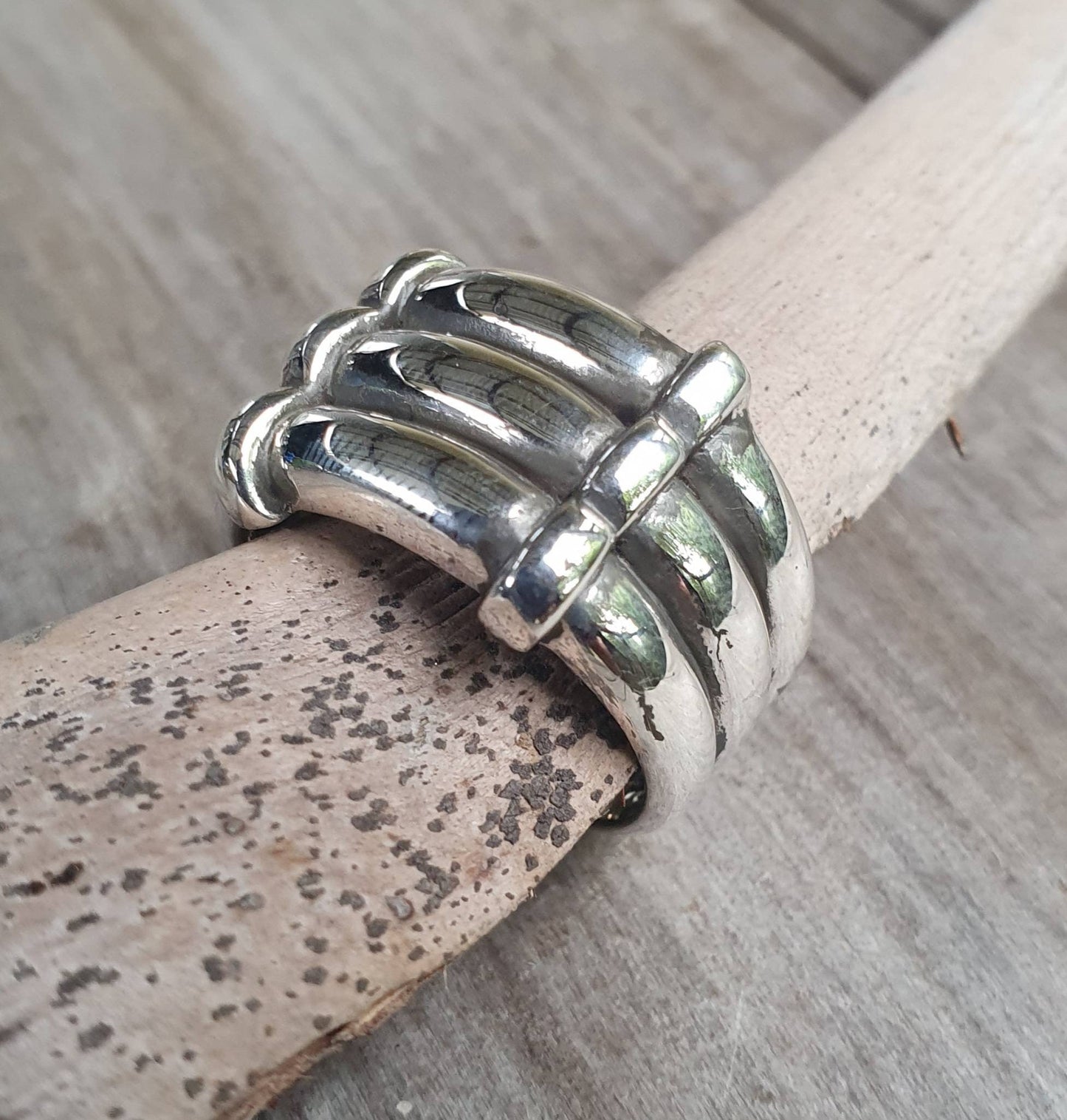 Wide silver ring,sterling silver,silver band,modern industrial.