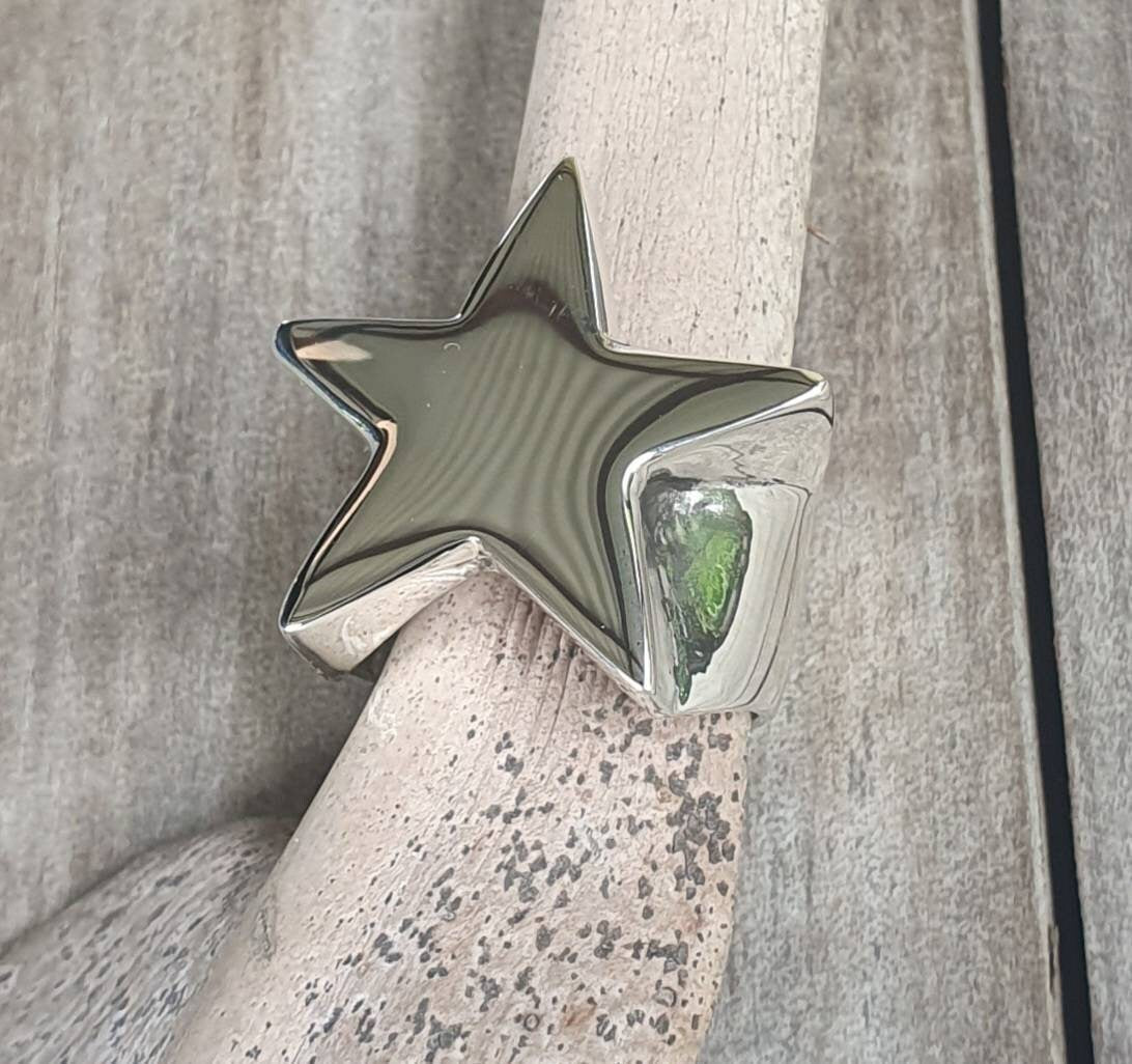 Large star ring,Sterling silver,caltex star,five pointed star,chunky ring,unisex,boho,hipster,designer fashion,