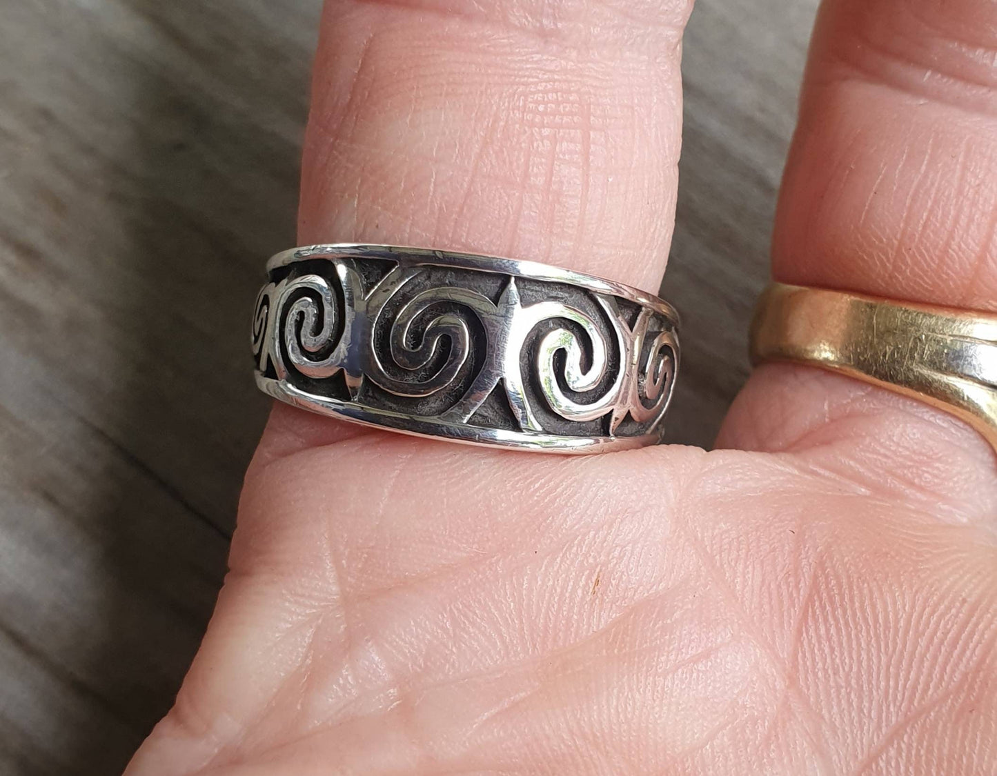 Silver tribal band,Sterling silver,spiral,Aztec,swirl,maori,koru,unisex band,wedding,boho,ethnic,Celtic,handmade,rock,vintage,rustic,