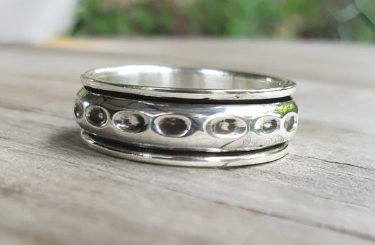 spinner ring,rustic,sterling silver,large sizetribal worry ring,handmade wedding,industrial,bespoke