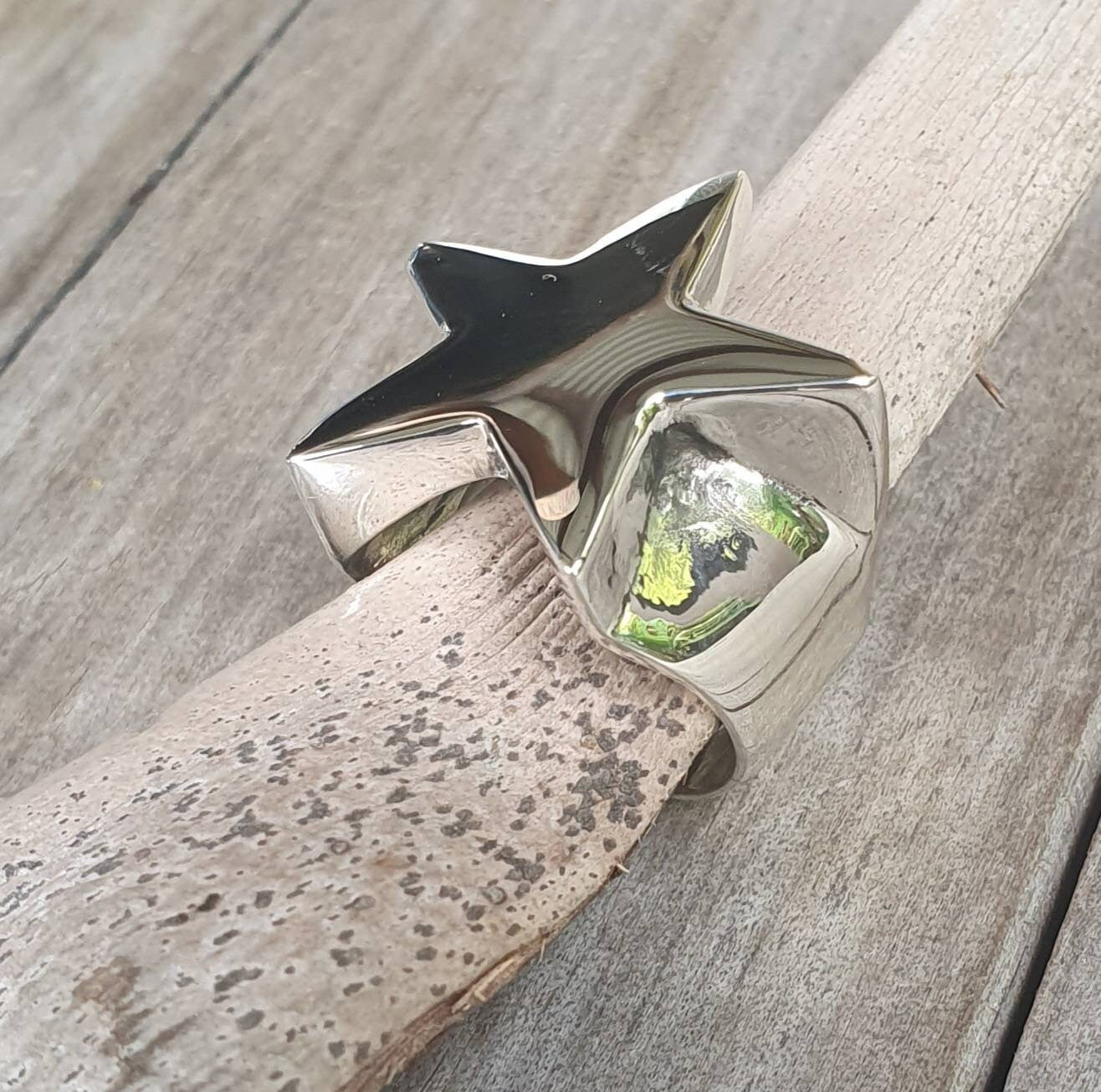 Large star ring,Sterling silver,caltex star,five pointed star,chunky ring,unisex,boho,hipster,designer fashion,