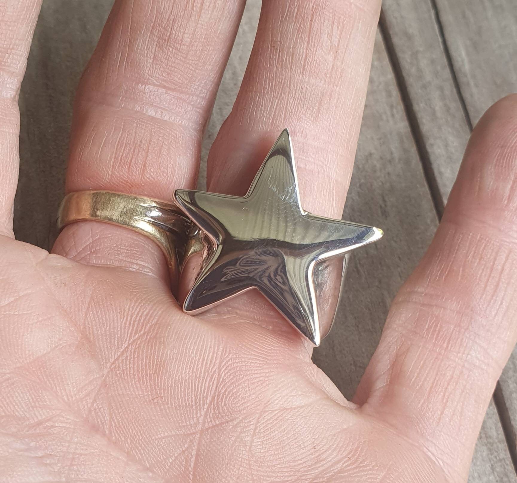 Large star ring,Sterling silver,caltex star,five pointed star,chunky ring,unisex,boho,hipster,designer fashion,