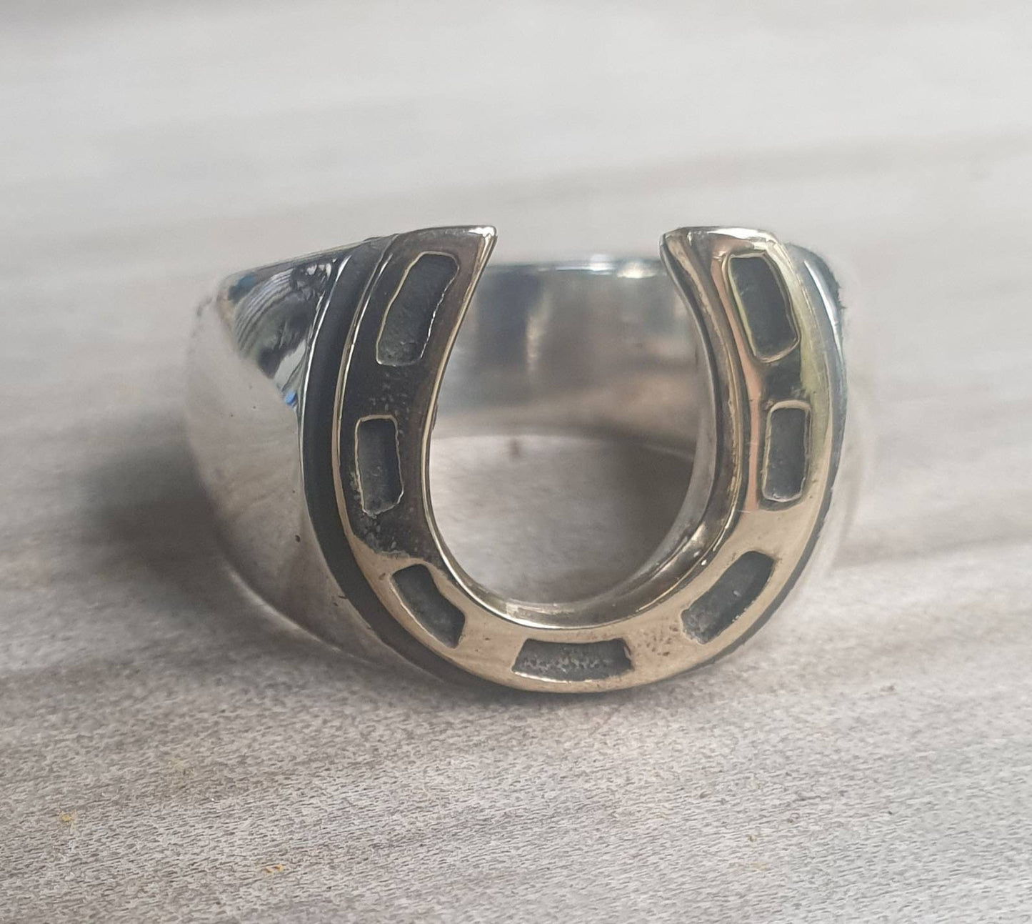 horseshoe ring,9ct &sterling silver,two tone,lucky ring,mixed metal, handmade,rockabillyhipster,boho shic,gypsy,goddess,new age,mens fashion