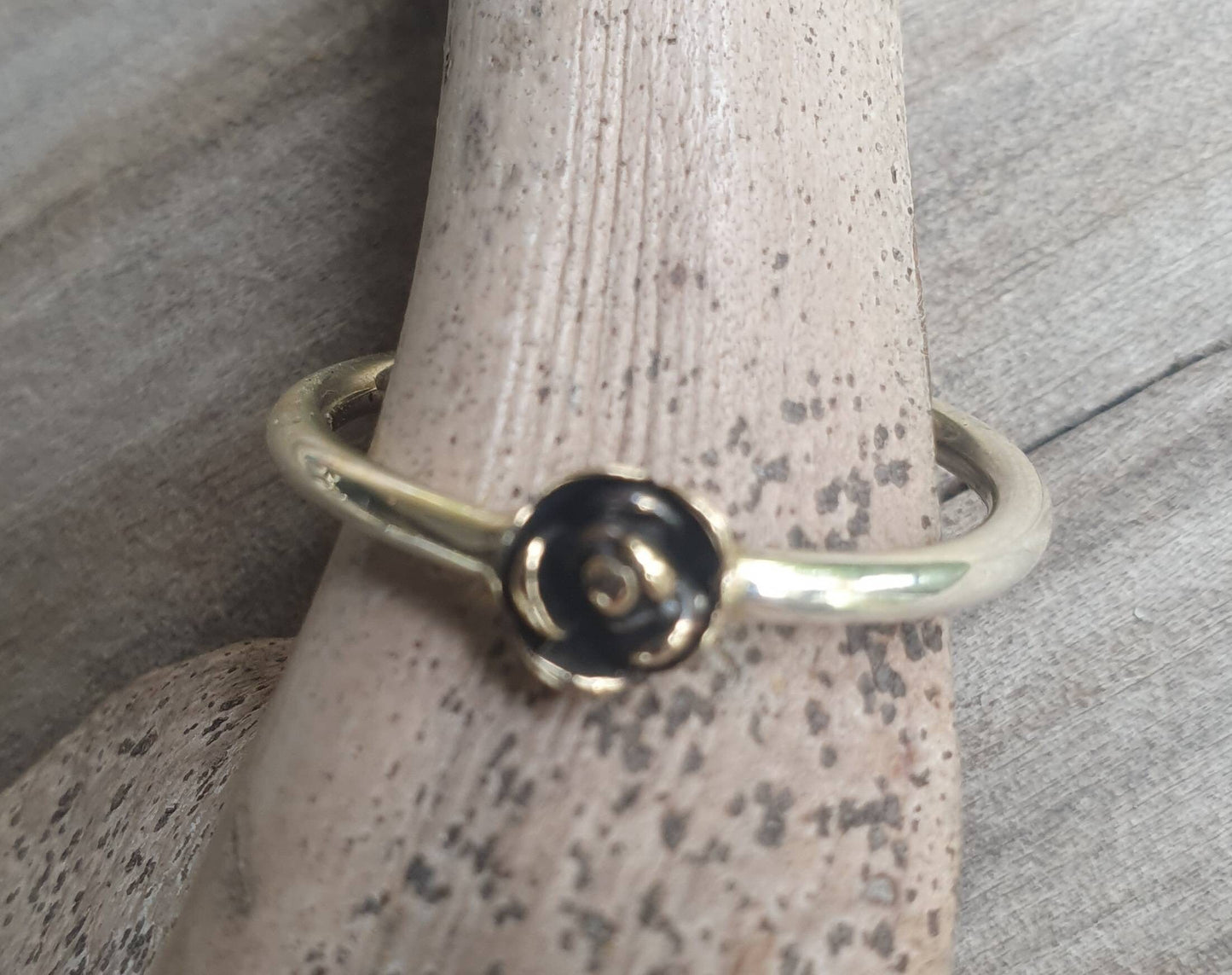 Two tone rose stacking ring,solid 9ct gold and sterling silver,pinkie ring,thin stacker ring,