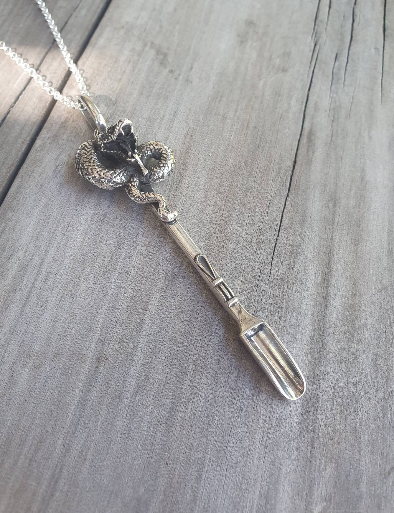 Snake pendant,cobra spoon pendant,sterling silver,spoon key ring,solid silver,small spice spoon,handmade  unique, collectors,