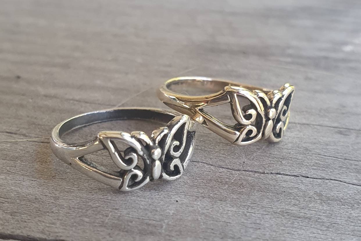 Butterfly ring,sterling silver,toe ring,pinkie filegree ring,boho,gypsy,new age, steampunk,art nouveau,goddess,victorian,vintage,woodland,