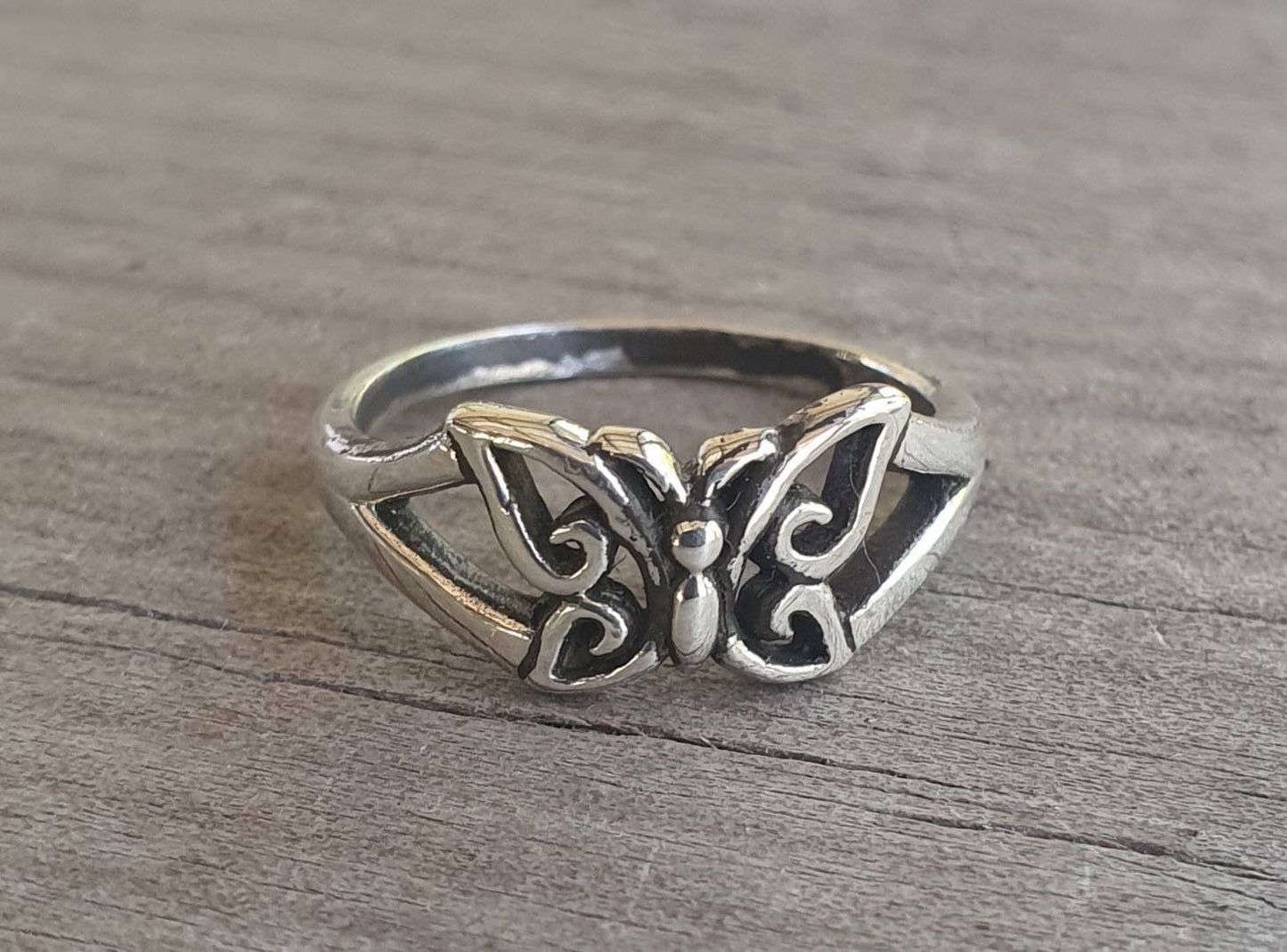 Butterfly ring,sterling silver,toe ring,pinkie filegree ring,boho,gypsy,new age, steampunk,art nouveau,goddess,victorian,vintage,woodland,