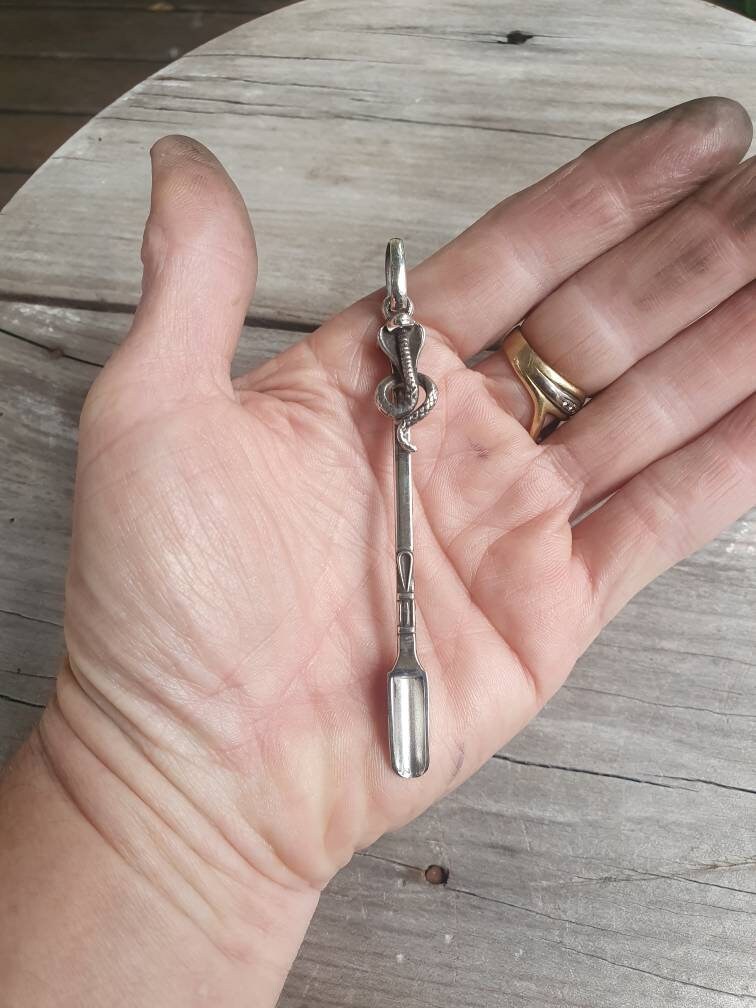 Snake pendant,cobra spoon pendant,sterling silver,spoon key ring,solid silver,small spice spoon,handmade  unique, collectors,