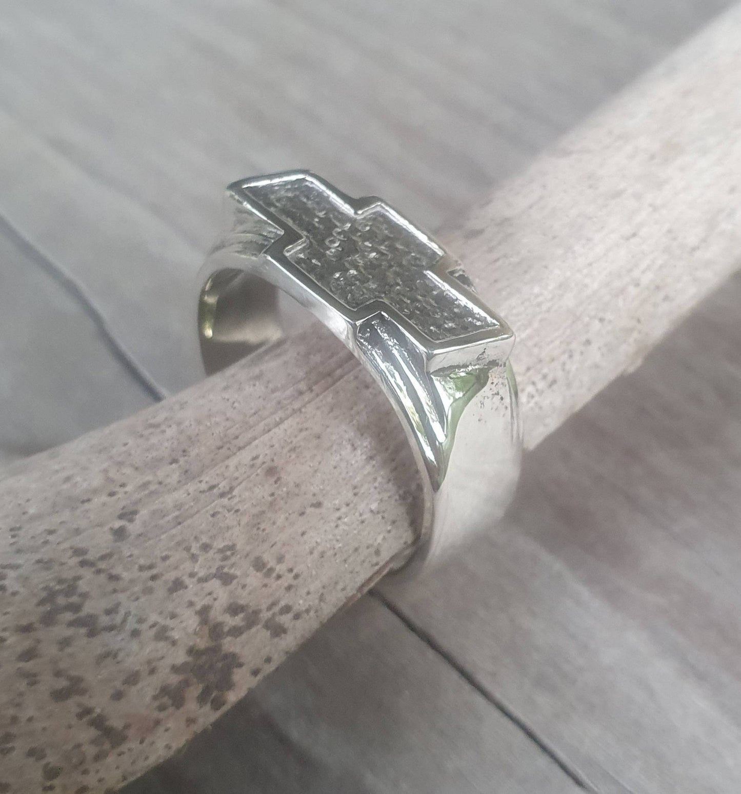 Chevrolet car ring,sterling silver, small cheve ring,rockabilly,hot rod,truck ring,vintage car,hipster,