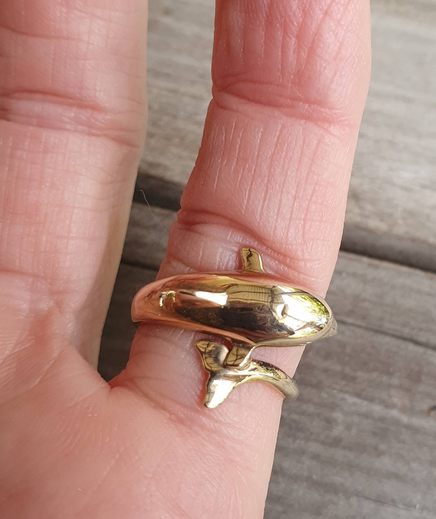 gold dolphin ring,9ct gold not plated,porpous,surf,marine,boho,gypsy,new age,