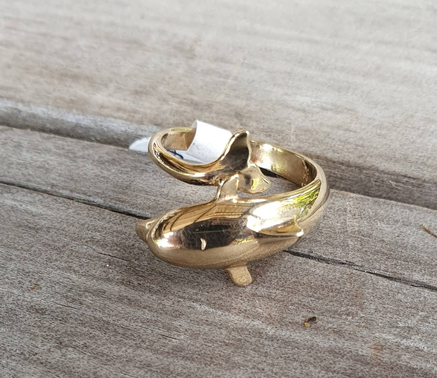 gold dolphin ring,9ct gold not plated,porpous,surf,marine,boho,gypsy,new age,