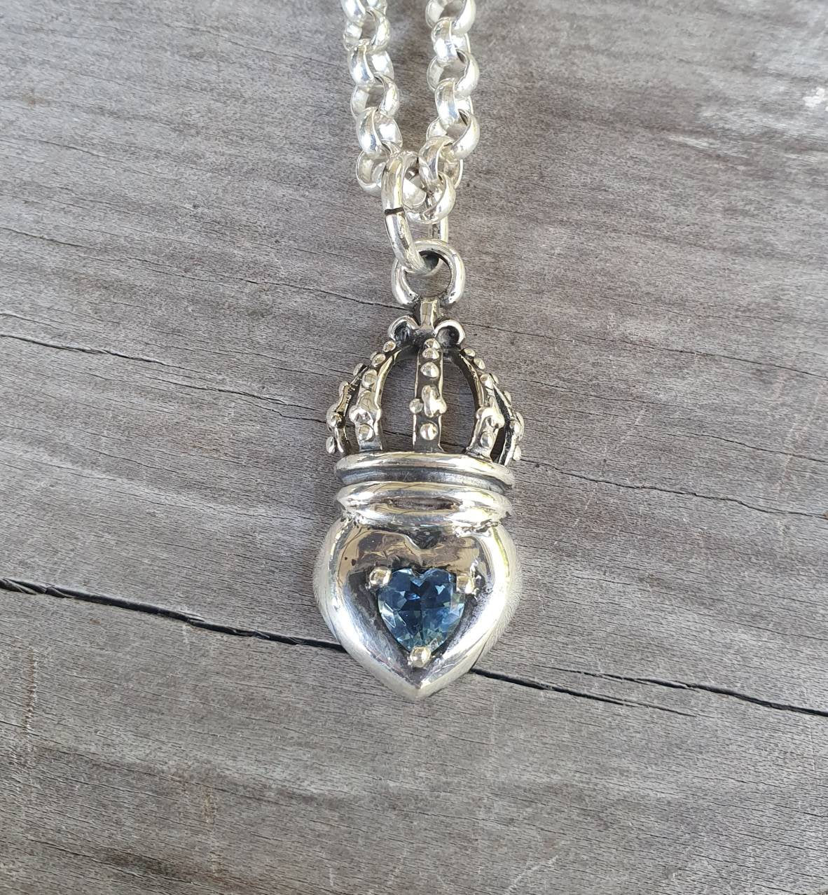 crown heart pendant,sterling silver,cz,cubic zirconia,womens pendant,steampunk gothic,