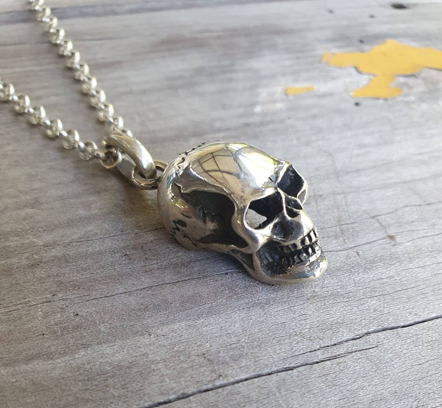 skull pendant,sterling silver,Great detail,Good size,