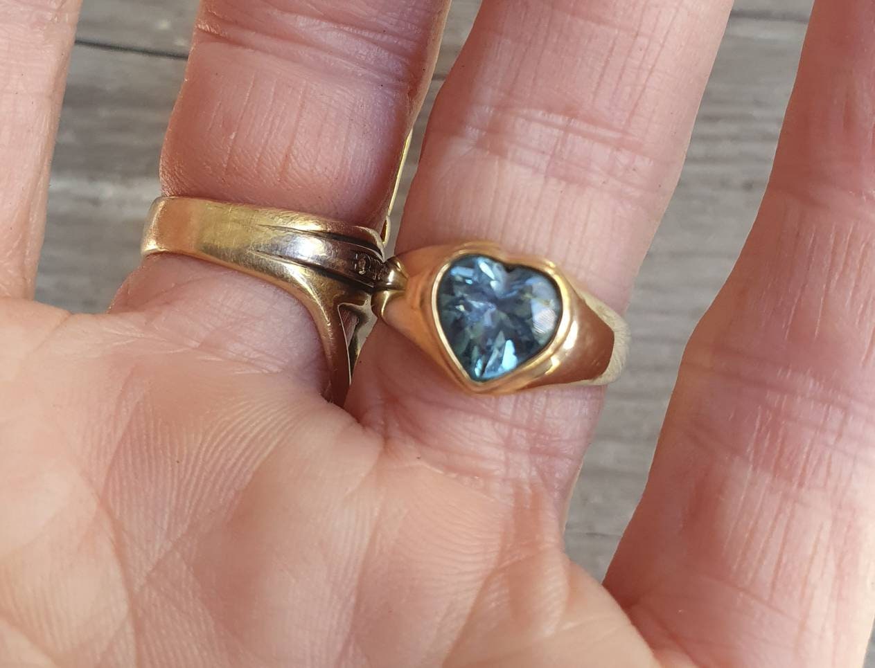 Gold heart ring,blue topaz,9k gold /9ct gold,cupid love,art nouveau,handmade,boho,goddess,