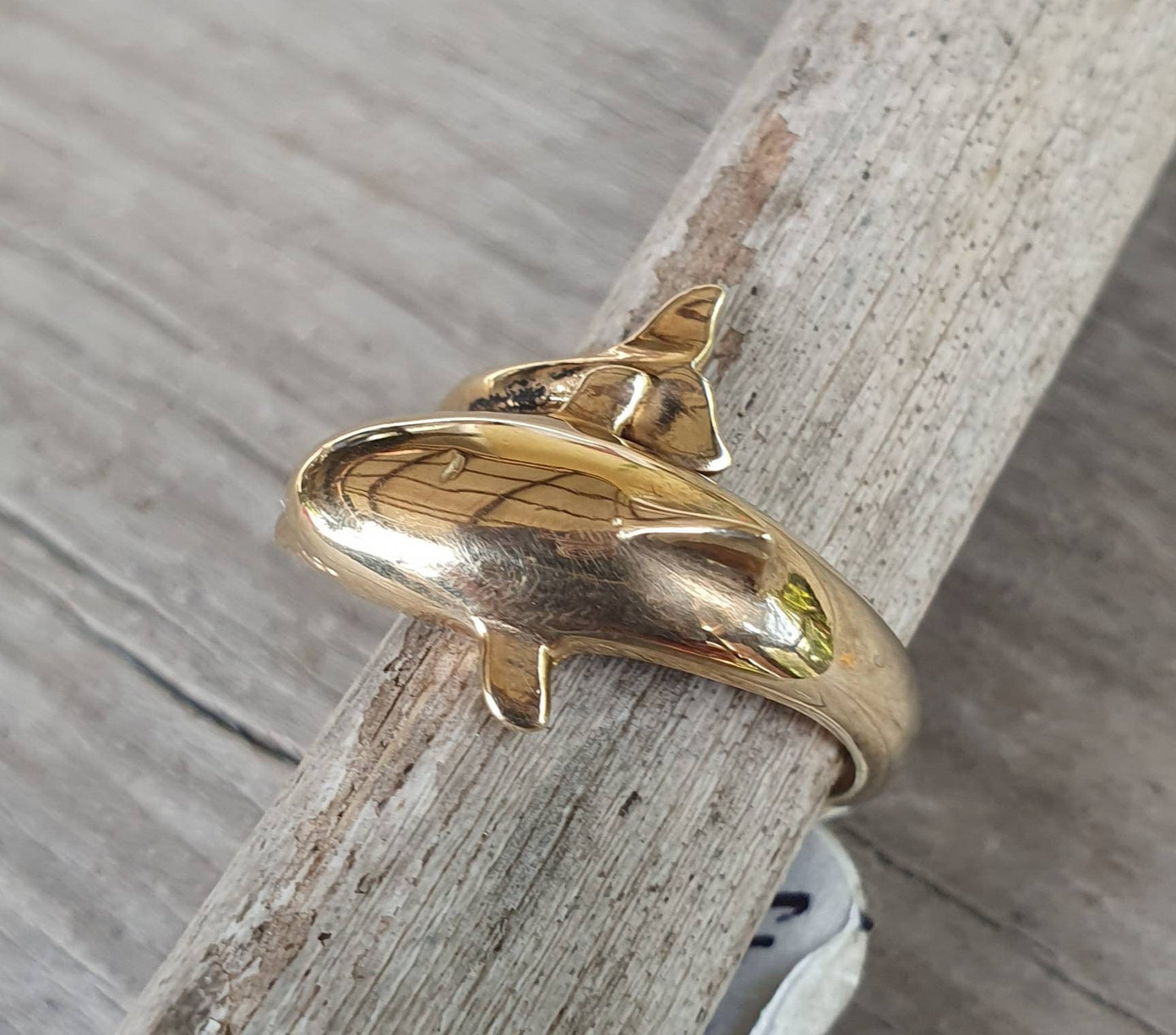 gold dolphin ring,9ct gold not plated,porpous,surf,marine,boho,gypsy,new age,