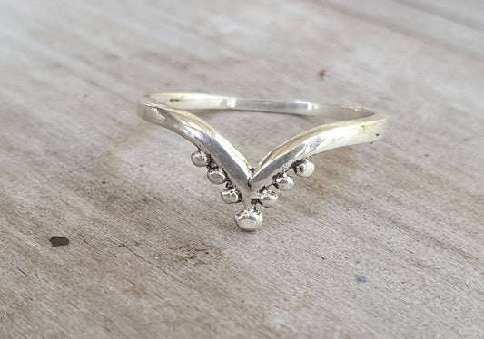 Chevron stacker ring,scroll,sterling silver,stackable  V ring,wishbone,gothic,art nouveau, victorian,vintage,handmade,boho,gypsy,hipster,