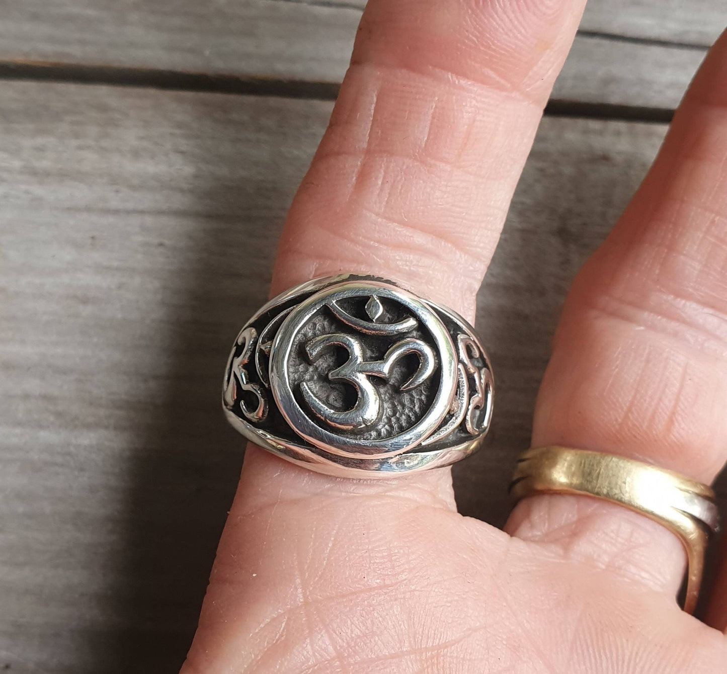 OM ring,sterling silver,signet ring, yoga,spiritual,budda, hindu, boho,new age,handmade