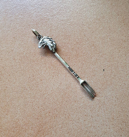 Eagle pendant, spoon pendant,sterling silver,spoon key ring,solid silver,small spice spoon,handmade  unique, collectors,