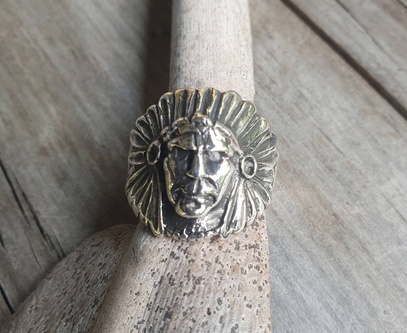 Indian ring,Indian chief,tribal,sterling silver,handmade,boho,ethnic,Indian face,