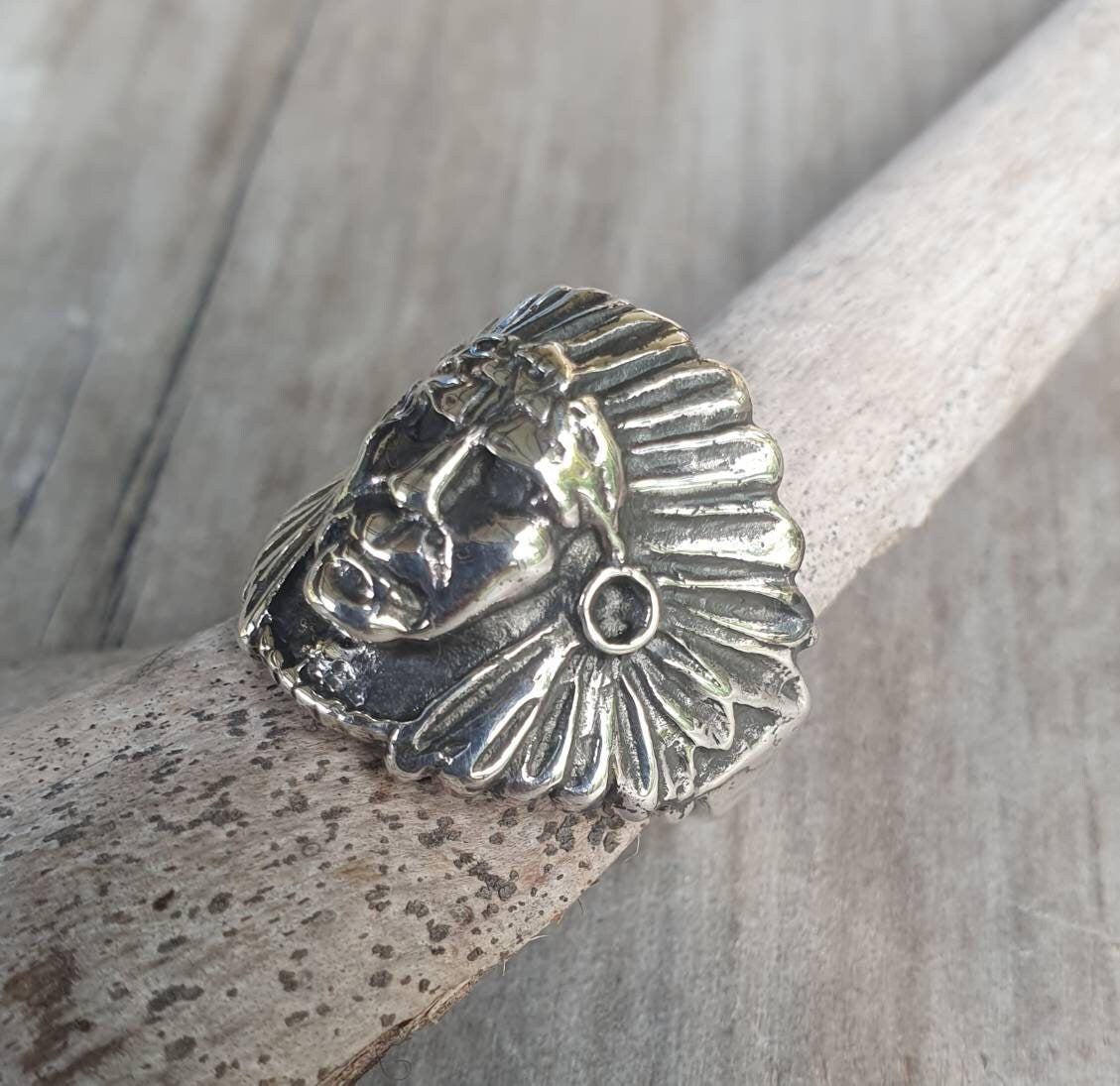 Indian ring,Indian chief,tribal,sterling silver,handmade,boho,ethnic,Indian face,