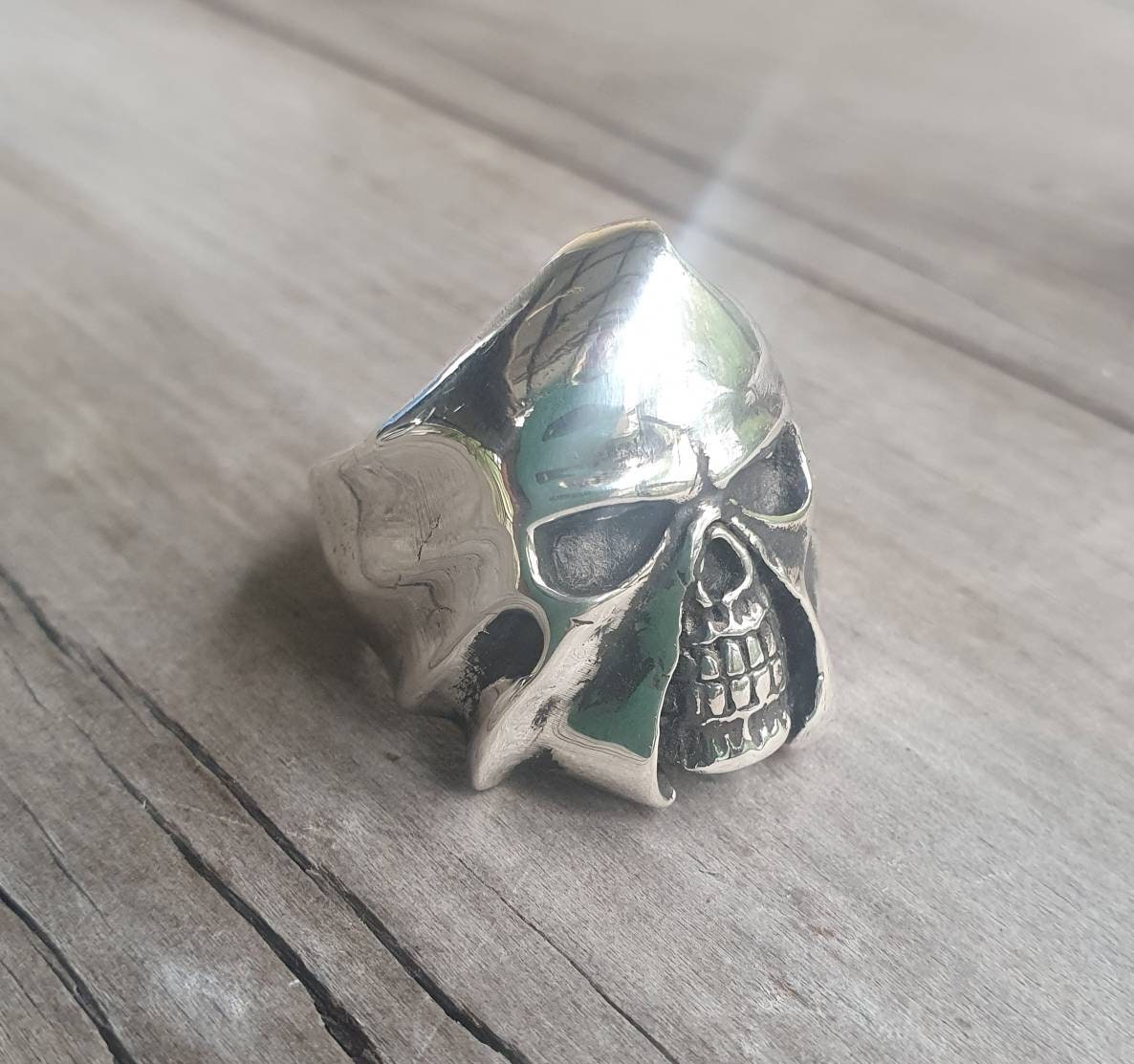 Grim reaper,heavy Skull ring,39gms,sterling silver, steampunk,gothic, punk,biker,hand made,hipster,pirate,medievil,