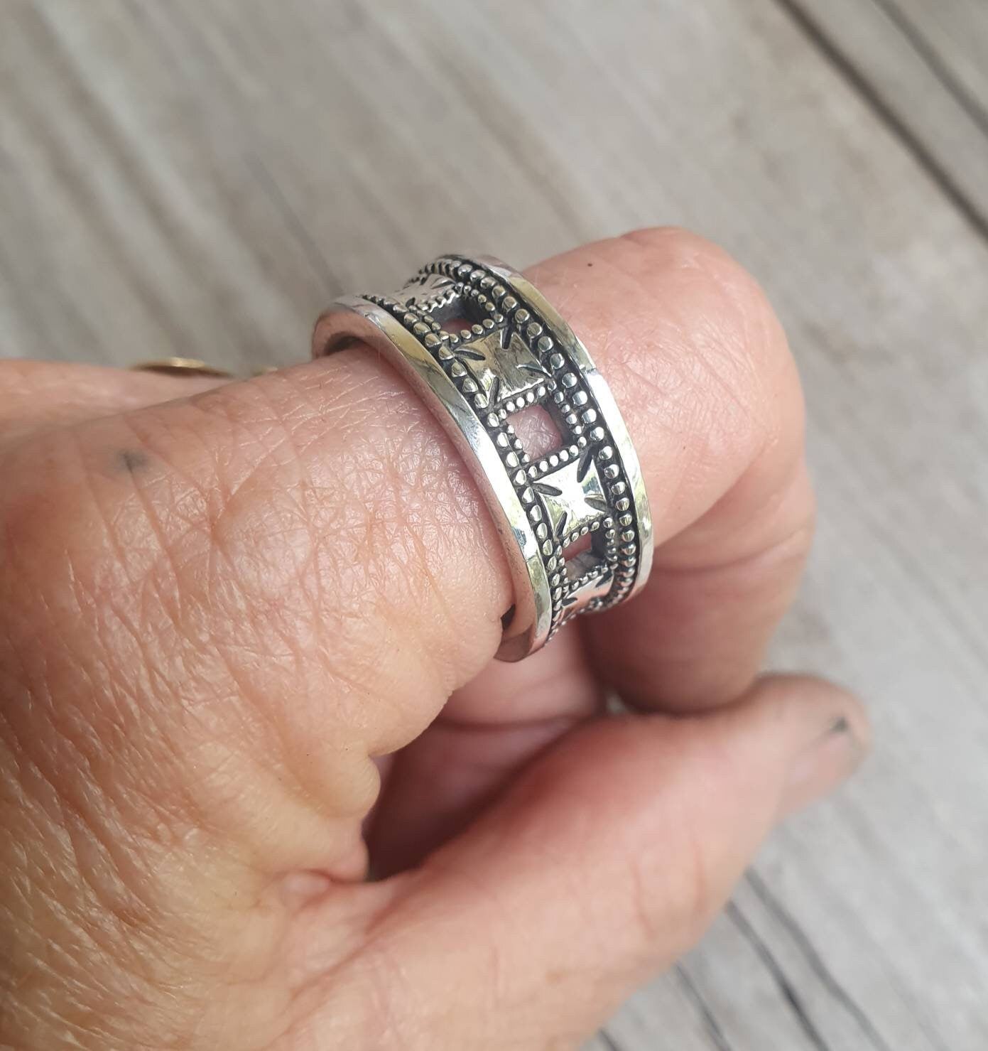 Modern cross ring, solid sterling silver, chunky even sided cross ring,unisex wedding band, steampunk gothic punk sterling silver ring