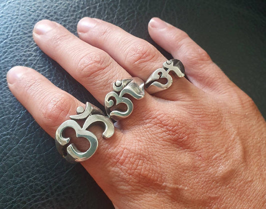 OM ring,LARGE,sterling silver, yoga,divine, spiritual,budda, hindu, boho, new age jewellery,handmade,cut out om,peace,