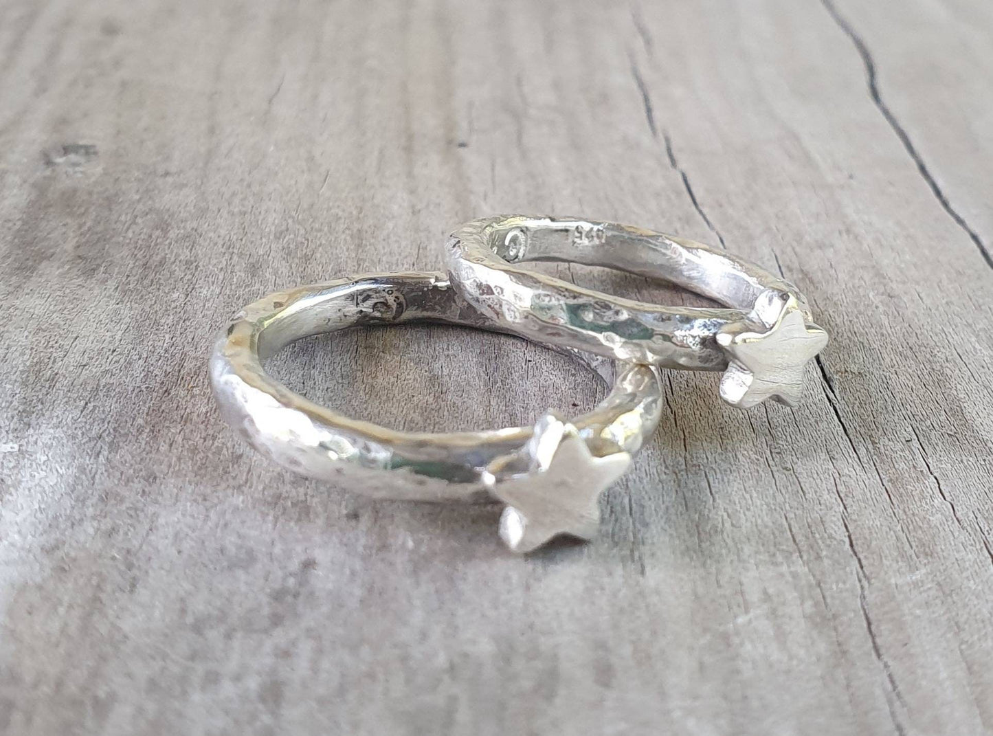 Star ring,hammered sterling silver,stacker,chunky beaten band,handmade,boho,goddess,round wedding band,thick silver ring,