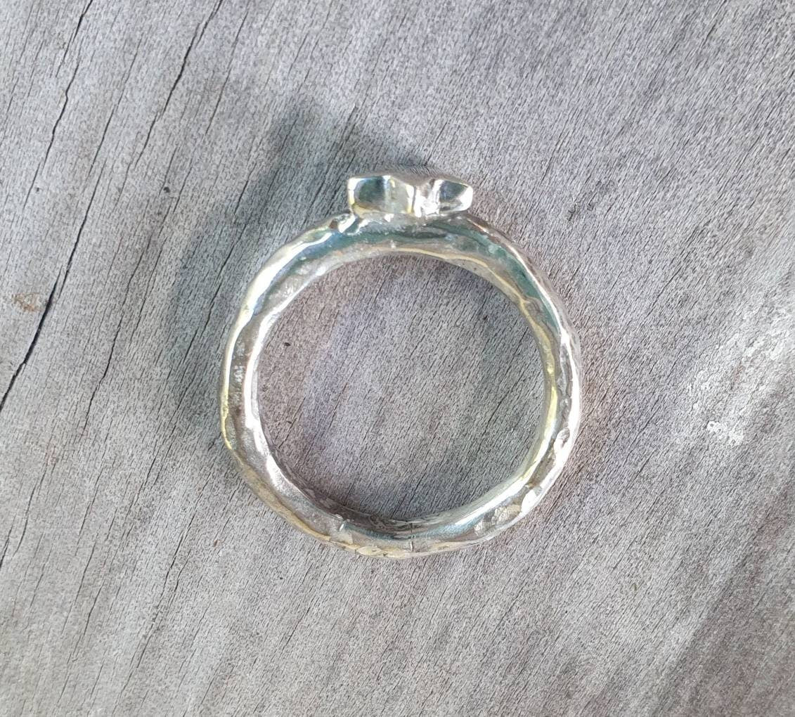 Star ring,hammered sterling silver,stacker,chunky beaten band,handmade,boho,goddess,round wedding band,thick silver ring,