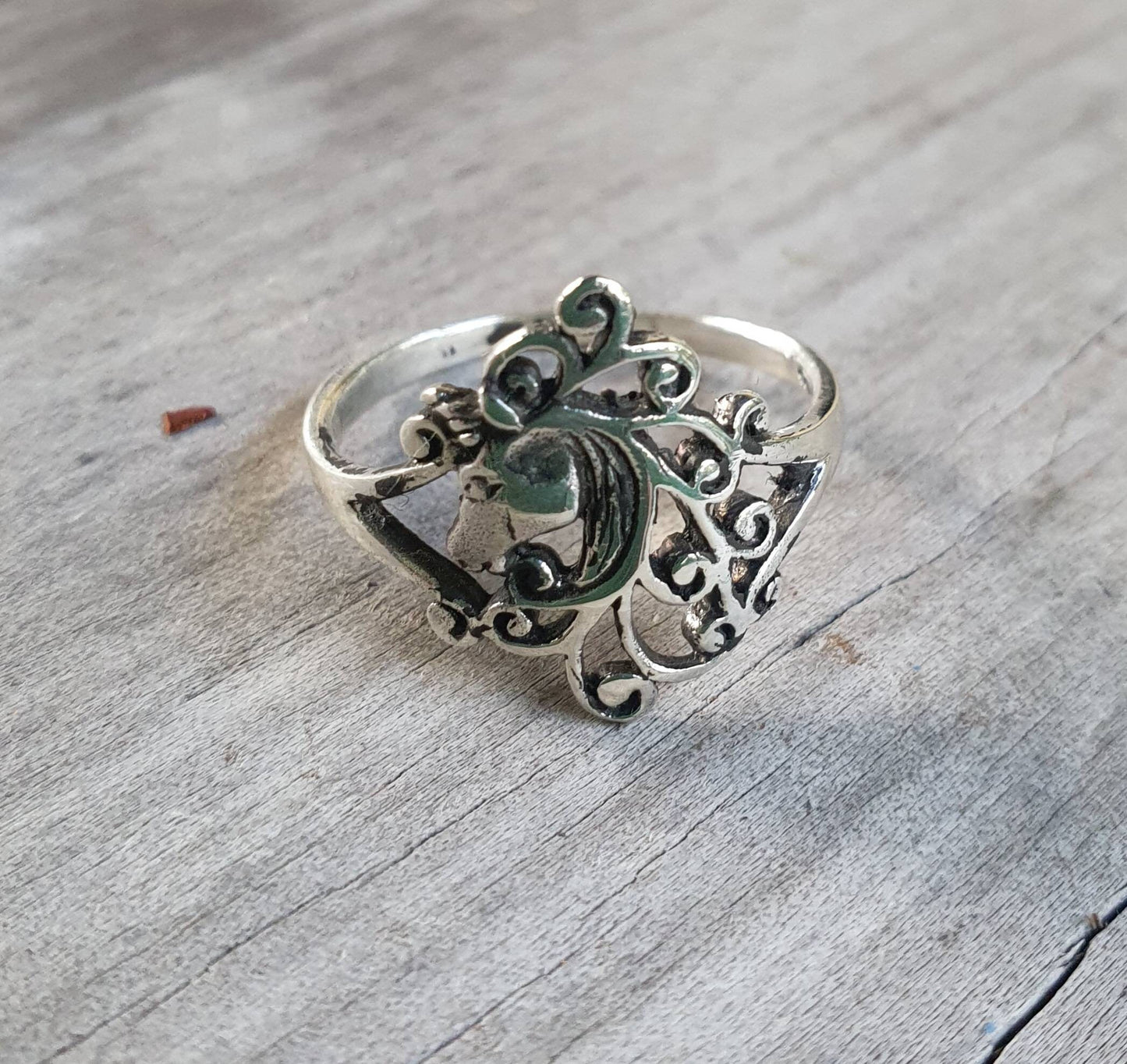 Unicorn ring,sterling silver,Scrolly haired,mythical horse,fantasy ring,new age, boho,hippy,art nouveau,magic,woodland,fairy tale