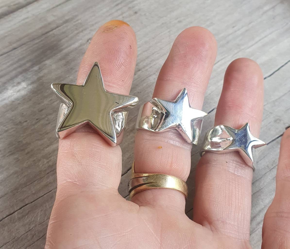 star ring,Sterling silver,solid flat star,astrology,small.5 pointed star,goddess,boho,chunky,new age,