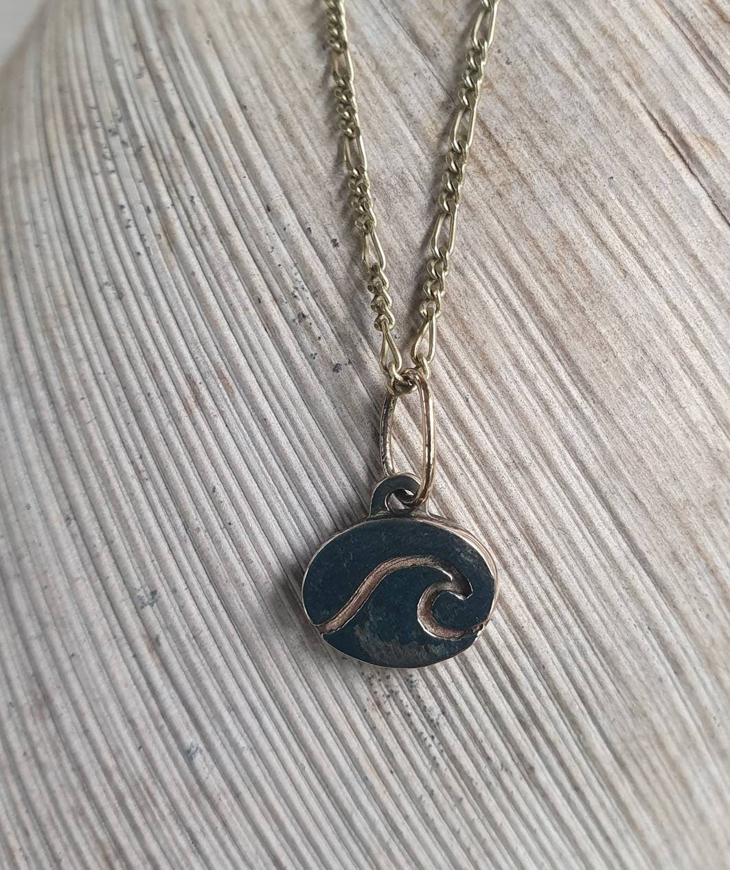 Gold wave surf  pendant,solid 10k gold, surfer,wavr disc,surfer necklace, wave pendant,boho